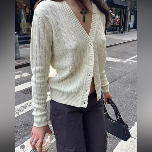 Brandy Melville Sweaters - Brandy Melville Cream Cable Knit Cardigan